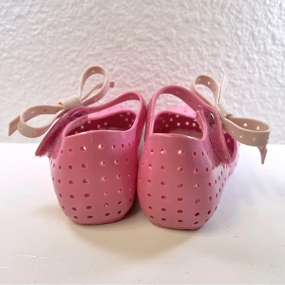 ♥️ 2X HP MINI MELISSA Furadinha X Mary Janes Sz 5 Pink Bow Jellies Toddler NWOT - Picture 5 of 10